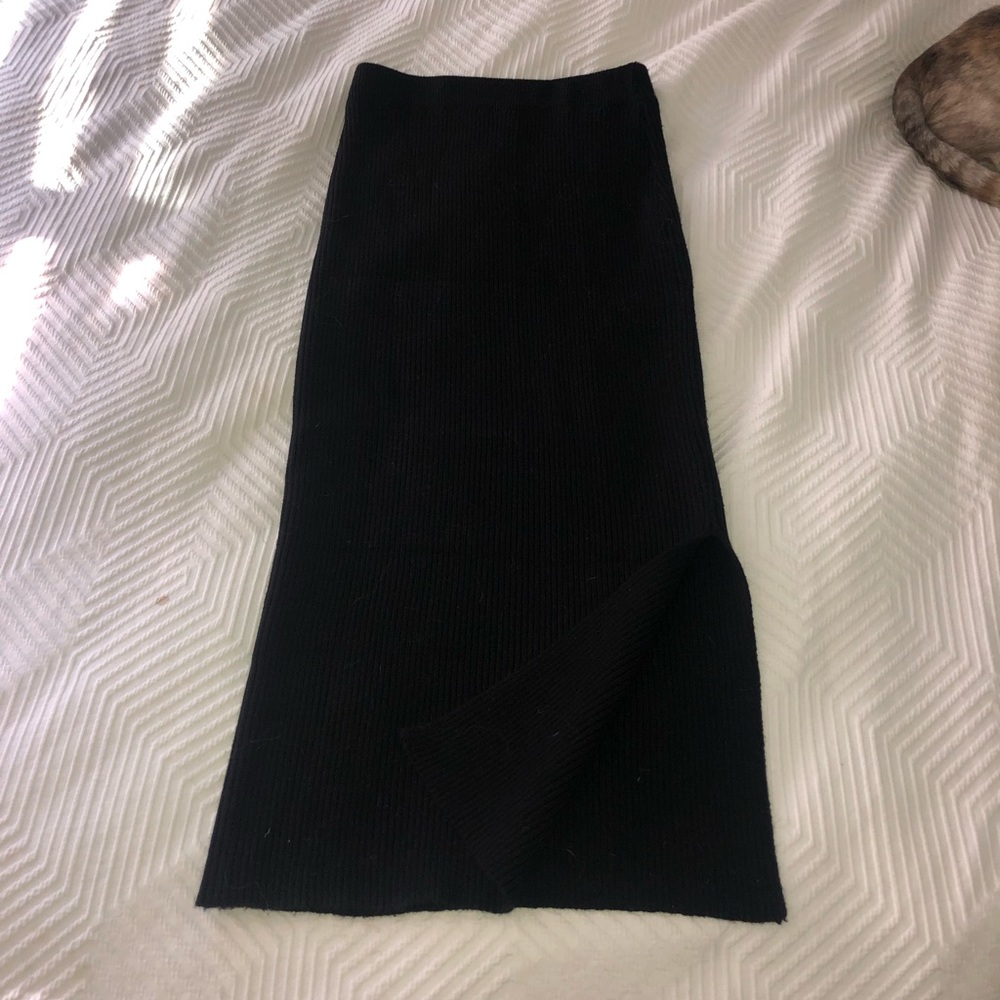 Black Pencil Skirt with Small Slit
